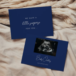 Anuncio Minimalist Navy Blue "Little Surprise" Pregnancy