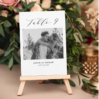 Minimalist Wedding Table 9 Number & Pictures Card