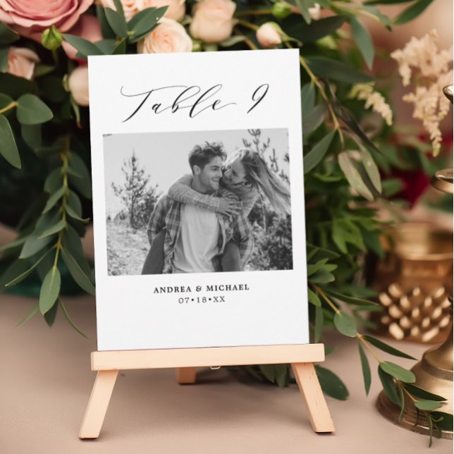 Anuncio Minimalist Wedding Table 9 Number & Pictures Card (Subido por el creador)