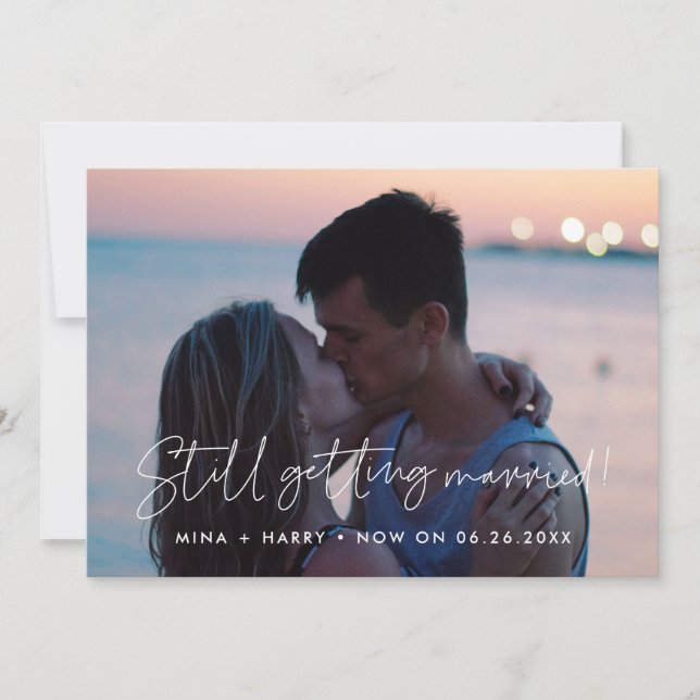 Anuncio Minimalista Actualización de boda todavía nos casa (Anverso)
