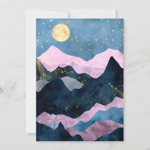 Anuncio Minimalista Luna Estrellas Montaña Valle Celestial