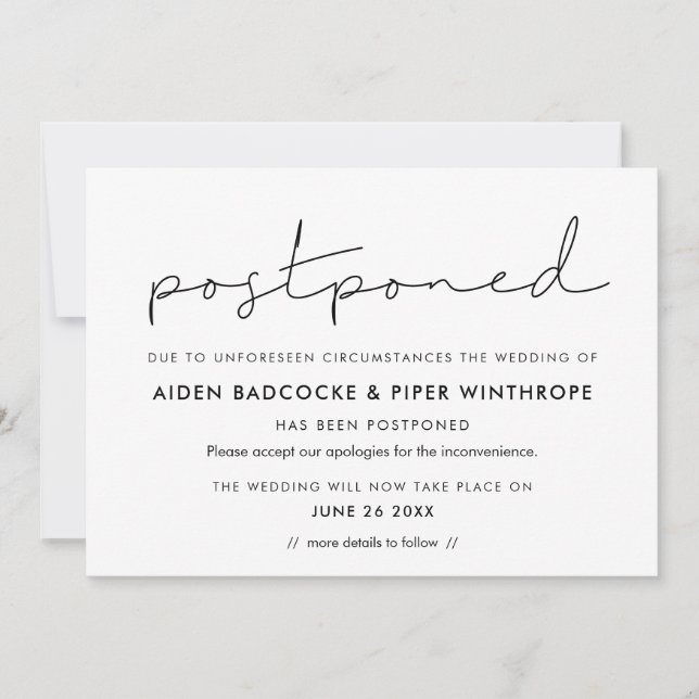 Anuncio minimalista manuscrito pospuesto (Anverso)