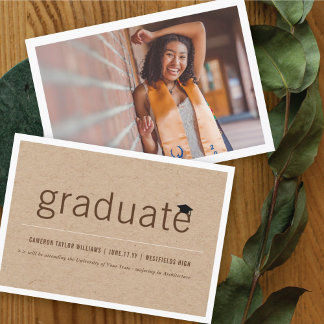 Anuncio Mínimo Kraft Marrón Foto de Graduación de Graduado