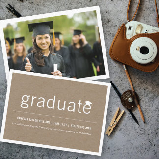 Anuncio Mínimo Kraft Marrón Foto de Graduado Graduación