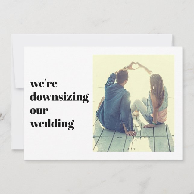 Anuncio Mínimo Moderno Estamos Reduciendo Nuestra Boda Fot (Anverso)