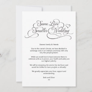 Anuncio Mismo amor, boda más pequeña, caligrafía reducida