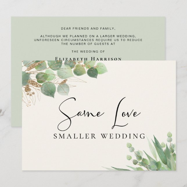 Anuncio Mismo Amor, Boda Más Pequeña Eucalipto (Anverso / Reverso)