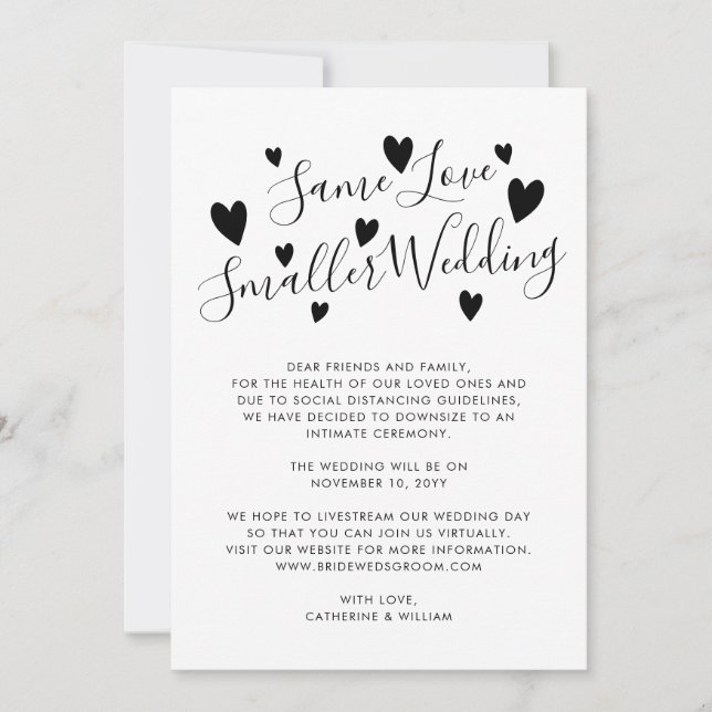 Anuncio Mismo amor Boda menor cambio de tamaño de planes (Anverso)