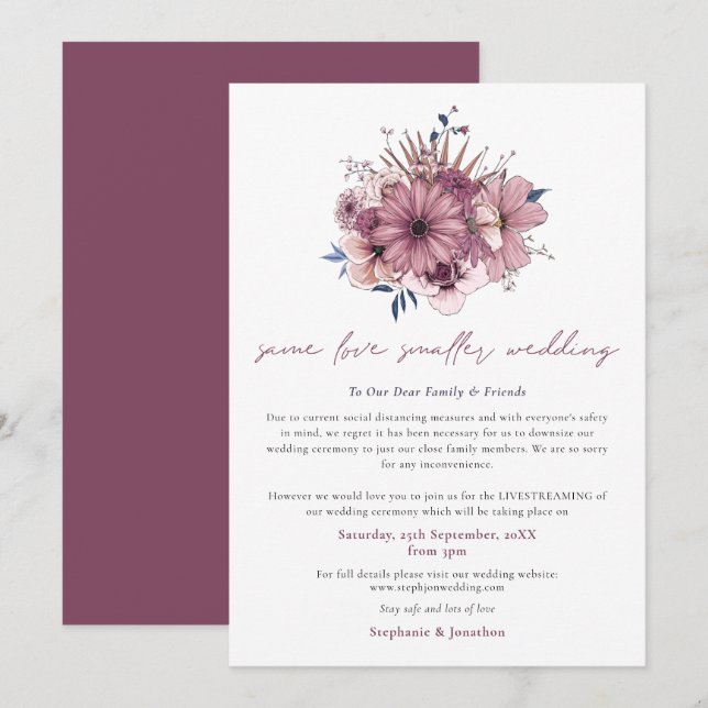 Anuncio Mismo amor Boda menor tamaño Floraciones rosadas (Anverso / Reverso)