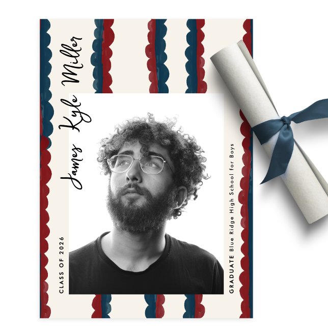 Anuncio Mod Blue Deep Red Photo Class of 2026 Graduation (Subido por el creador)