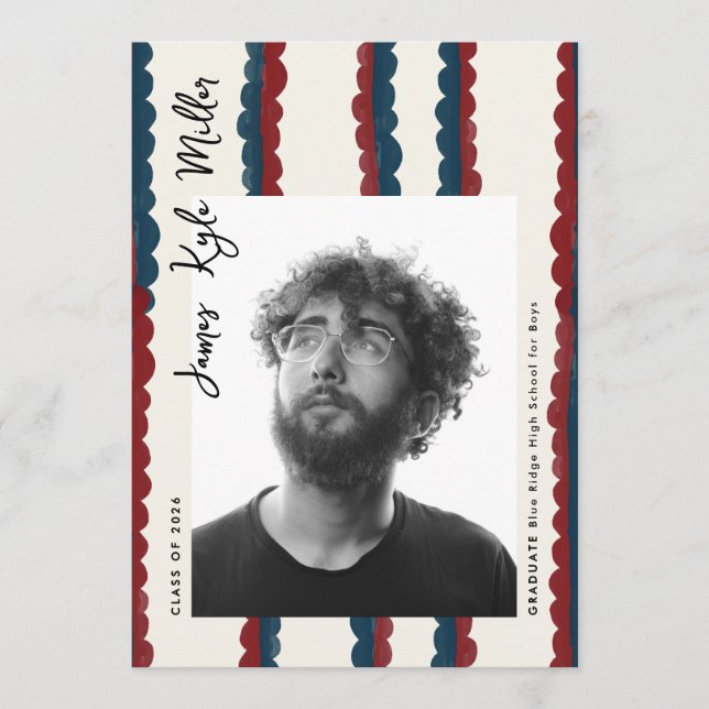 Anuncio Mod Blue Deep Red Photo Class of 2026 Graduation (Anverso)