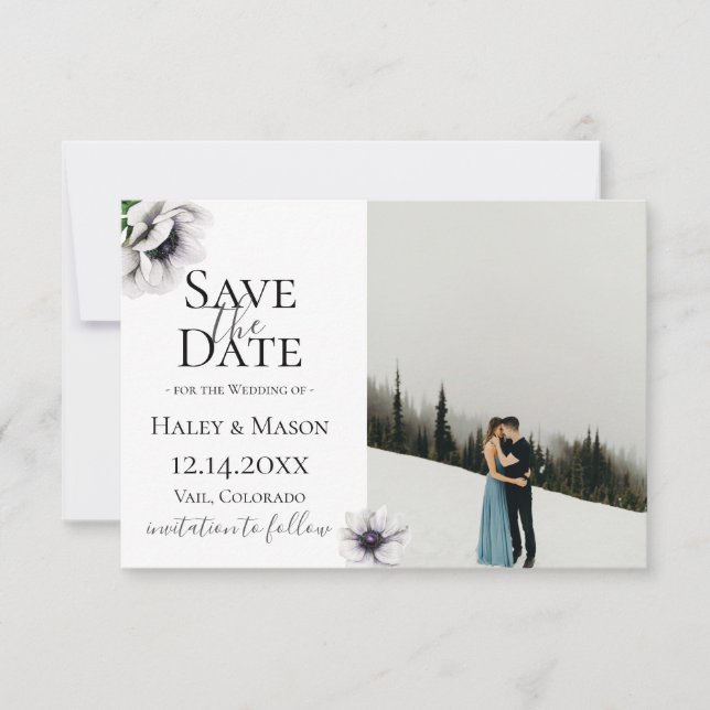 Anuncio Moda Anemone Floral Photo Save the Date (Anverso)