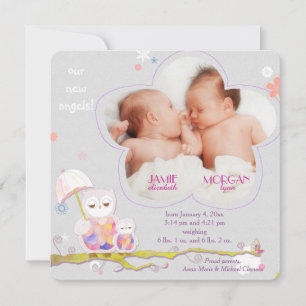 Anuncio Moda Floral Owls Twins Foto Nacimiento