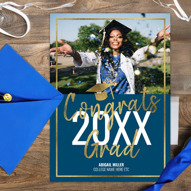 Anuncio Moda Graduación Moderna De Guiones Azules Y Oro (Subido por el creador)