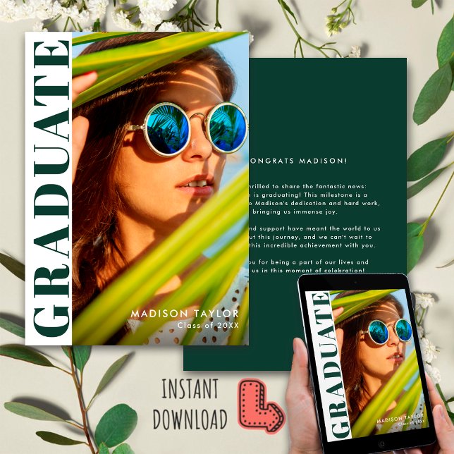 Anuncio Moda Moderna graduación de fotografía blanca verde (Subido por el creador)