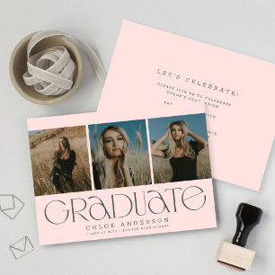 Anuncio Moda Moderna Rubor Rosa 3 Graduación de fotos