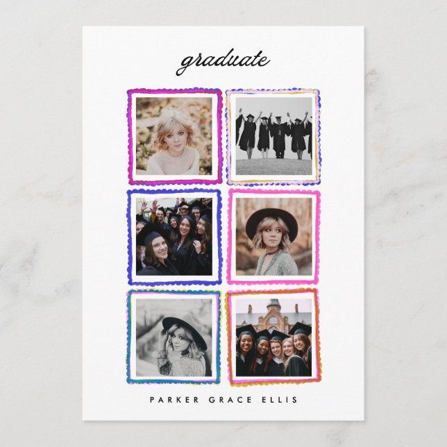 Anuncio Modern 6 Photo Collage Frames Graduate High School (Anverso)