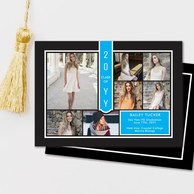 Anuncio Modern 7-Photo College Sky Blue Black Graduation (Subido por el creador)