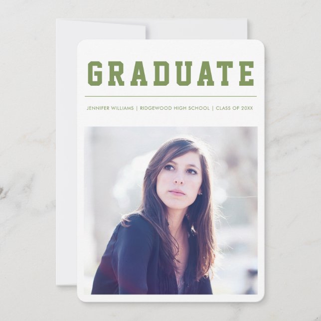 Anuncio Modern and Bold graduation announcement Green (Anverso)