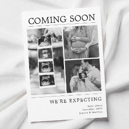 Anuncio Modern Black and White Baby Photo Pregnancy Reveal