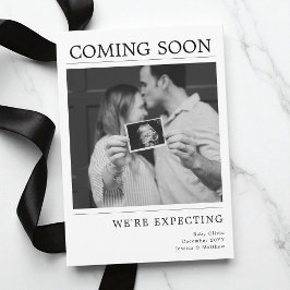 Anuncio Modern Black and White Photo Baby Pregnancy Reveal