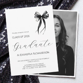 Anuncio Modern Black and White Simple Bow Photo Graduation