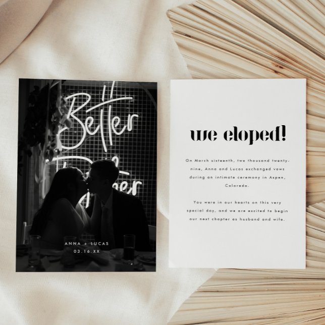 Anuncio Modern Black & White Photo Wedding Elopement (Subido por el creador)