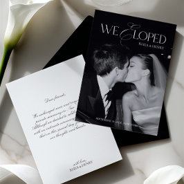 Anuncio Modern Black & White We Eloped Wedding