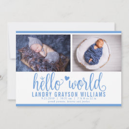 Anuncio Modern Blue Hello World Photo Birth Stat
