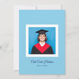 Anuncio Modern Blues & White High School Photo Grad