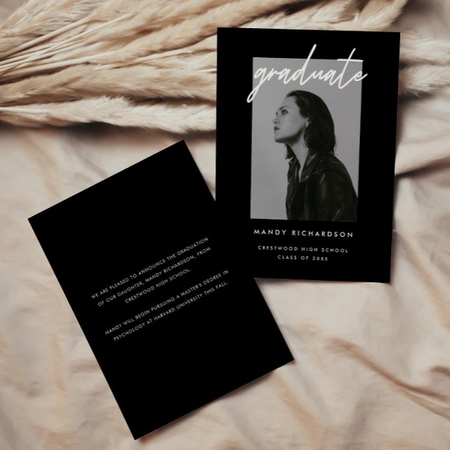 Anuncio Modern Bold Black Script Photo Graduation (Subido por el creador)