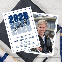 Anuncio Modern Bold Class of 2026 Navy Blue Graduation