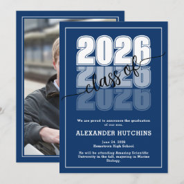 Anuncio Modern Bold Navy Blue Class of 2026 Graduation
