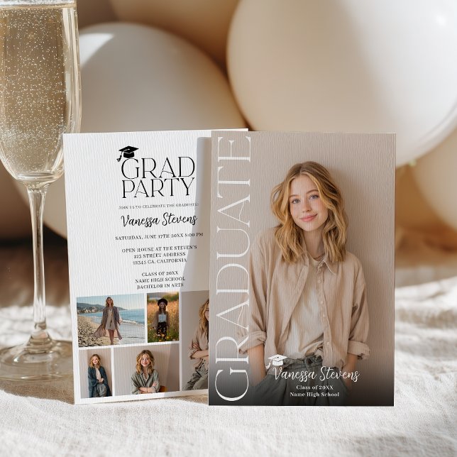 Anuncio Modern Casual  Simple Trendy 6 photos graduation (Modern Casual Simple Trendy 6 photos graduation Announcement)