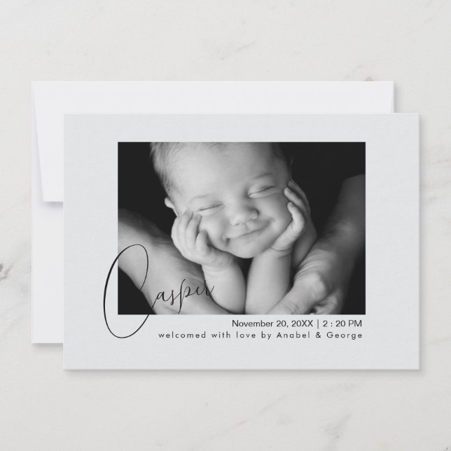 Anuncio Modern Chic Baby Photo Birth Announcement  (Anverso)