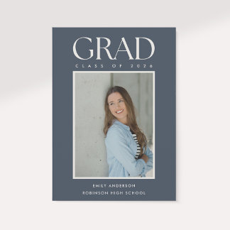 Anuncio Modern Classic Blue Graduation Photo Announcement