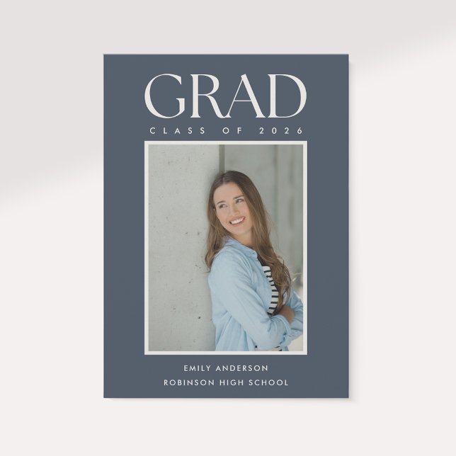 Anuncio Modern Classic Blue Graduation Photo Announcement (Subido por el creador)