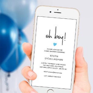 Anuncio Modern Digital Boy Baby Shower Cellphone Vite