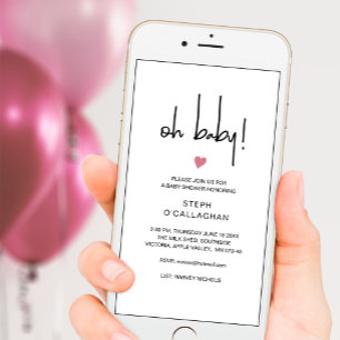 Anuncio Modern Digital Chica Baby Shower Cellphone Vite