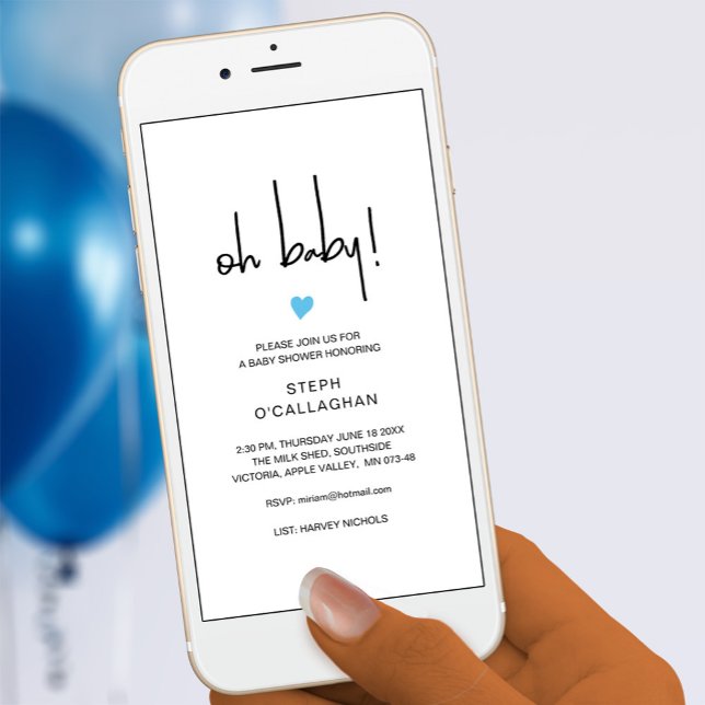 Anuncio Modern Digital Oh Baby Boy Shower Cellphone Vite (Subido por el creador)