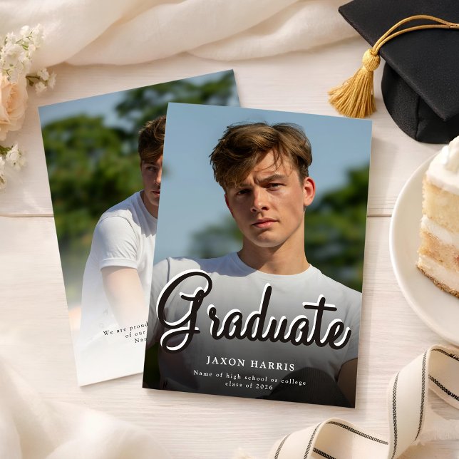 Anuncio Modern Double Sided Photo Graduation Announcement (Subido por el creador)