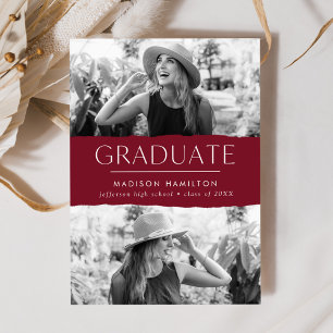 Anuncio Modern Edge Cherry Red 2 Photo Graduation