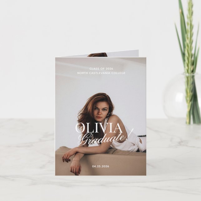 Anuncio Modern Elegant Photo Typography Script Grad Folded (Anverso)
