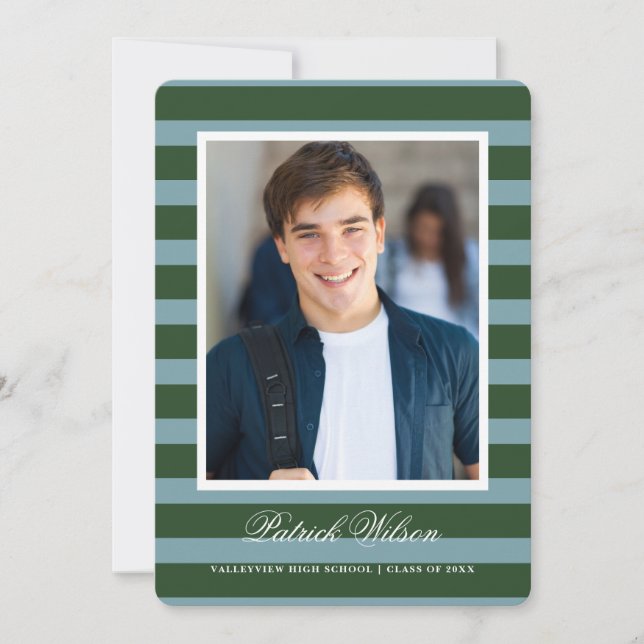 Anuncio Modern Grad graduation announcement card_green (Anverso)