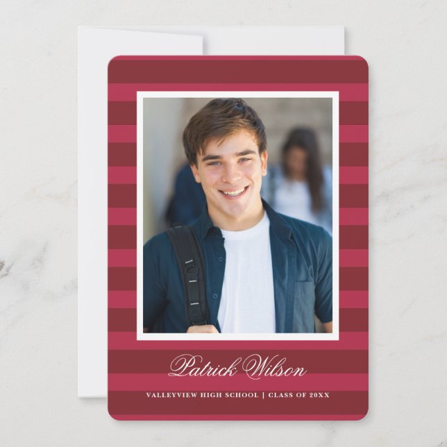 Anuncio Modern Grad graduation announcement card_red (Anverso)