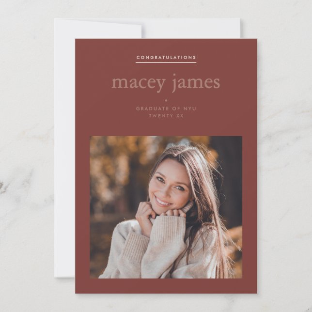 Anuncio Modern Graduation Photo Card | Custom College Grad (Anverso)