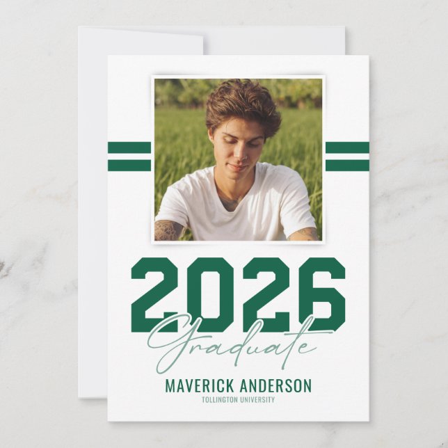 Anuncio Modern Green Masculine Photo Graduation (Anverso)