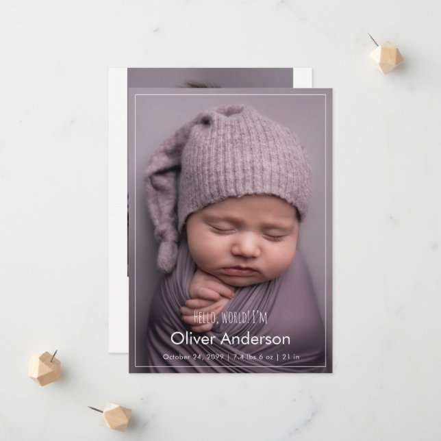 Anuncio Modern Hello Newborn Baby Photo Collage Birth  (Anverso/Reverso In Situ)