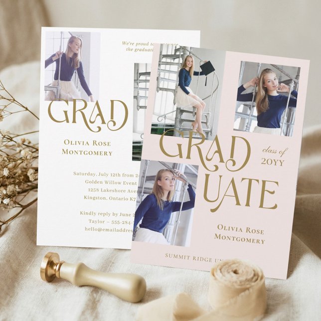 Anuncio Modern Minimal Trendy Grad Photo Collage Graduate (Modern Minimal Trendy Grad Photo Collage Graduate Announcement)