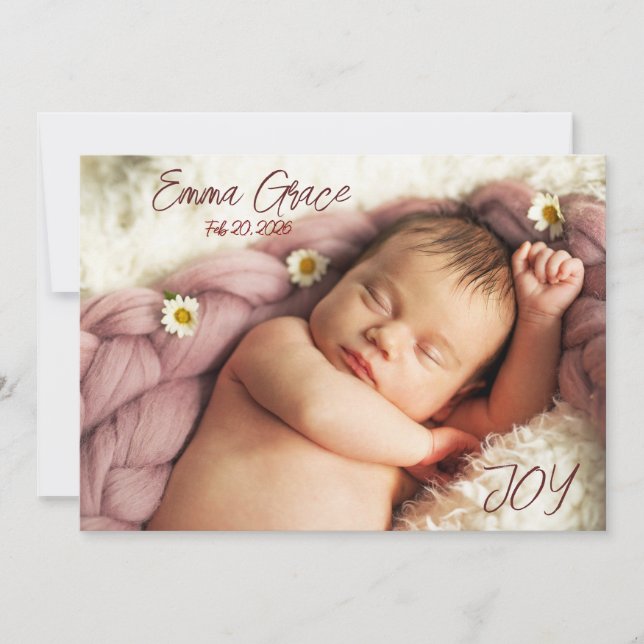 Anuncio Modern Minimal Two Photo Birth Announcement (Anverso)
